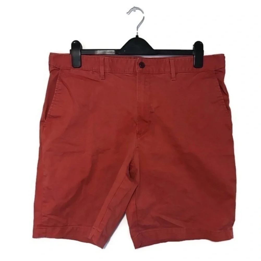 Lands’ End Terracotta Rust Brown Flat Front Stretch Chino Shorts Men’s size 37
